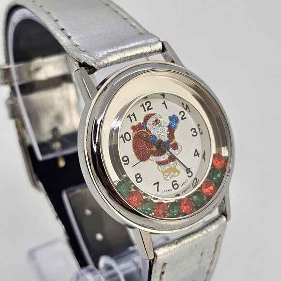 Santa Claus Women's Watch 33MM White Dial Gray Leather Bands New Battery - Picture 4 of 14